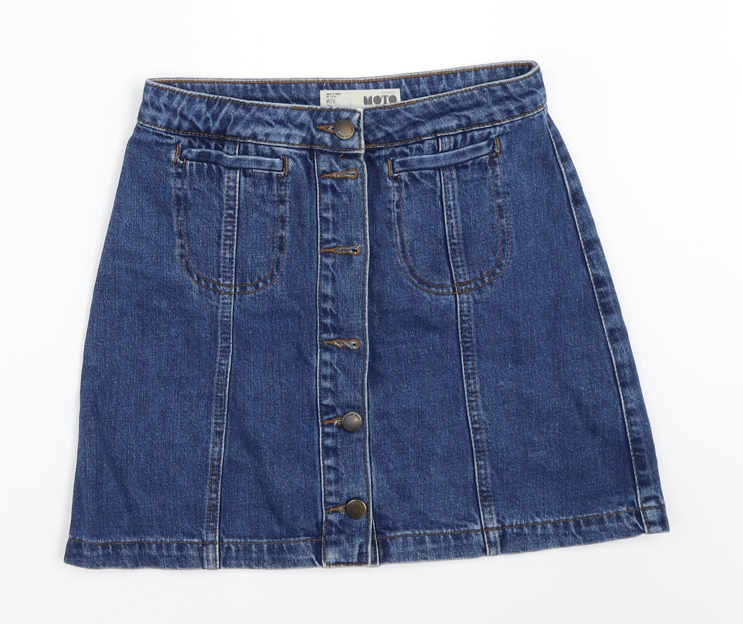 Topshop Womens Blue  Denim Mini Skirt Size 26 in