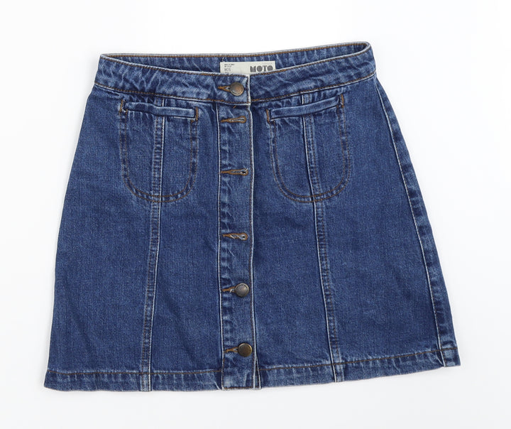 Topshop Womens Blue  Denim Mini Skirt Size 26 in