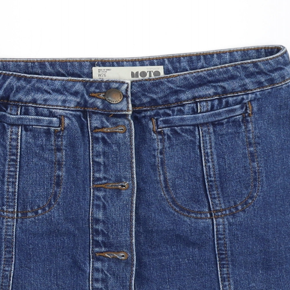 Topshop Womens Blue  Denim Mini Skirt Size 26 in