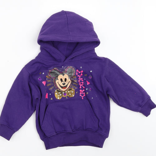 Uneek Girls Purple   Pullover Hoodie Size 3-4 Years  - mickey mouse