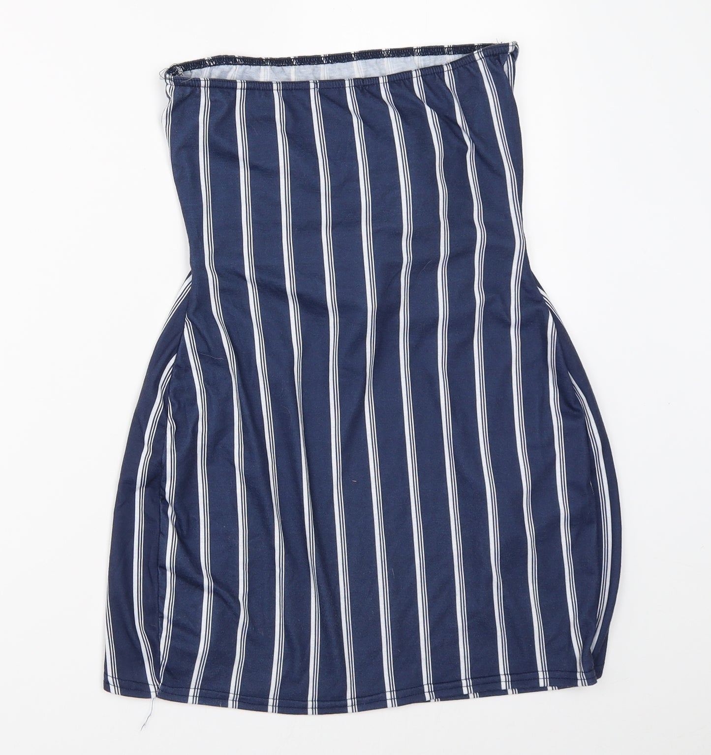 PRETTYLITTLETHING Womens Blue Striped  Basic Blouse Size 10