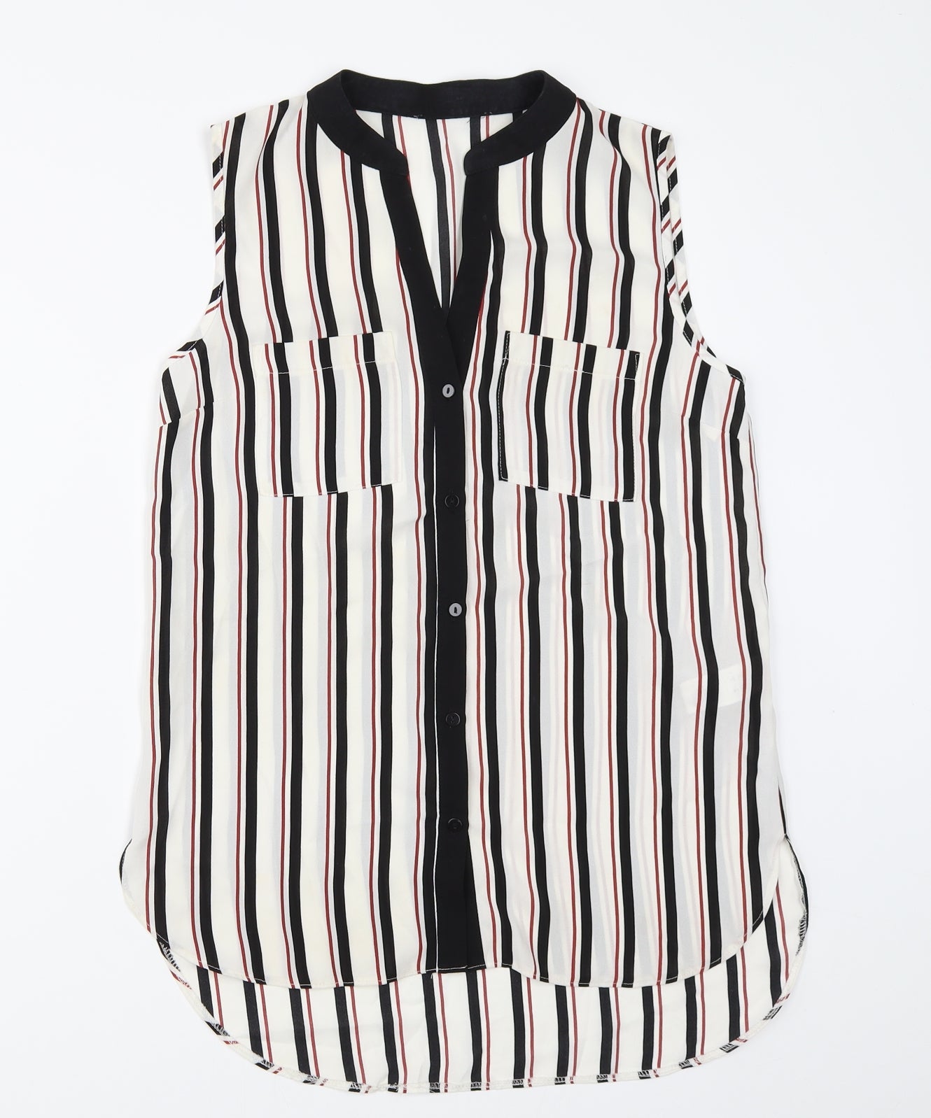 Atmosphere Womens White Striped  Basic Button-Up Size 6