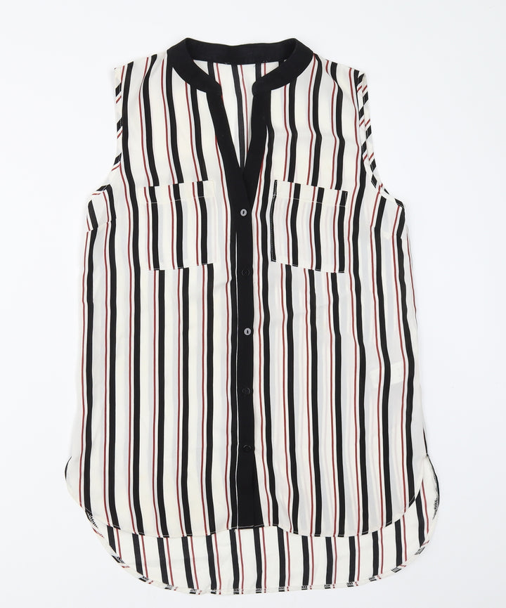 Atmosphere Womens White Striped  Basic Button-Up Size 6