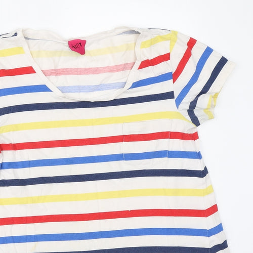 George Womens White Striped  Basic T-Shirt Size 6