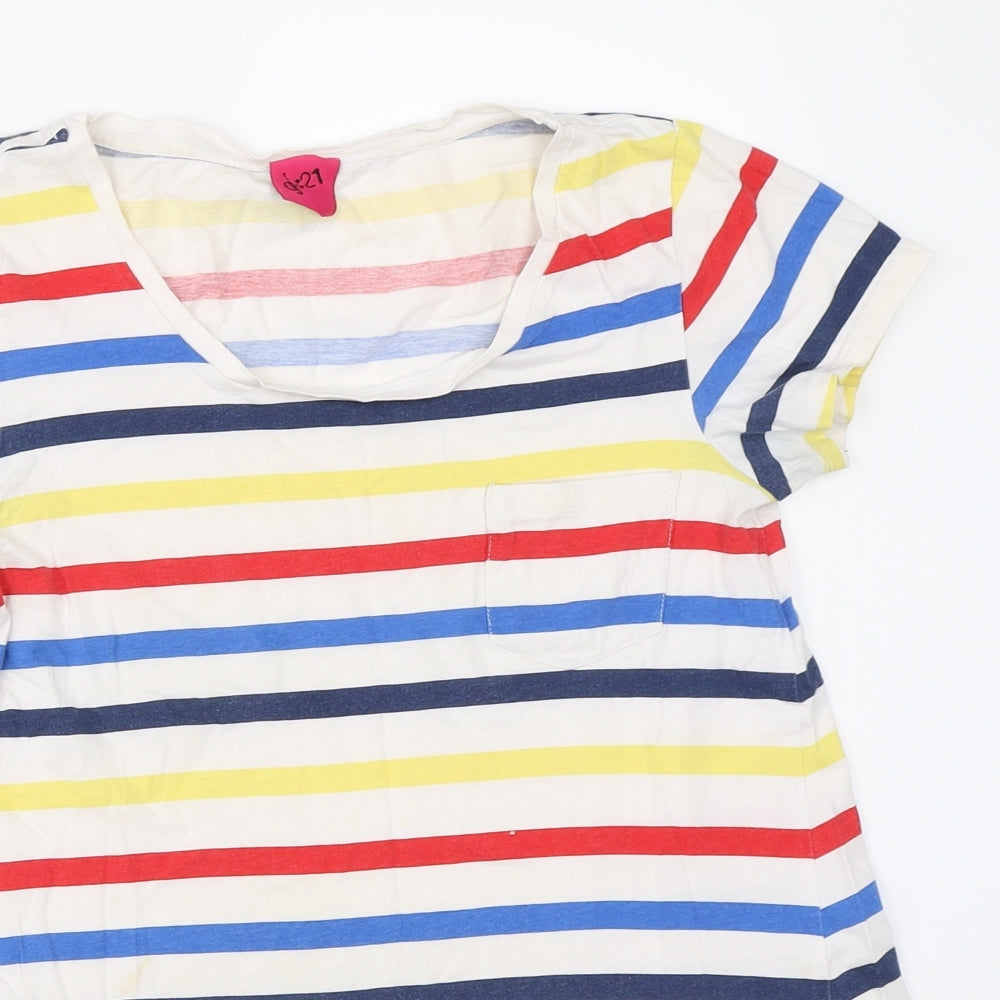 George Womens White Striped  Basic T-Shirt Size 6
