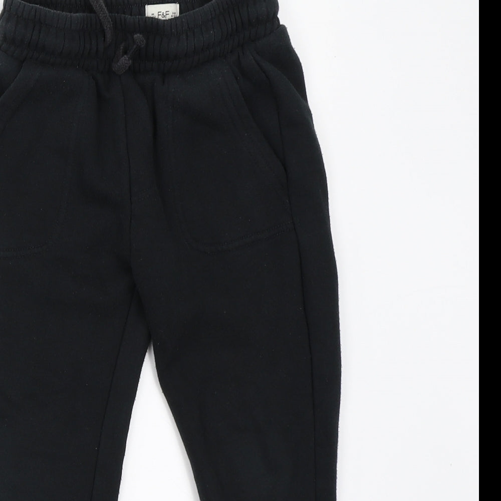 F&F Boys Black   Jogger Trousers Size 4-5 Years