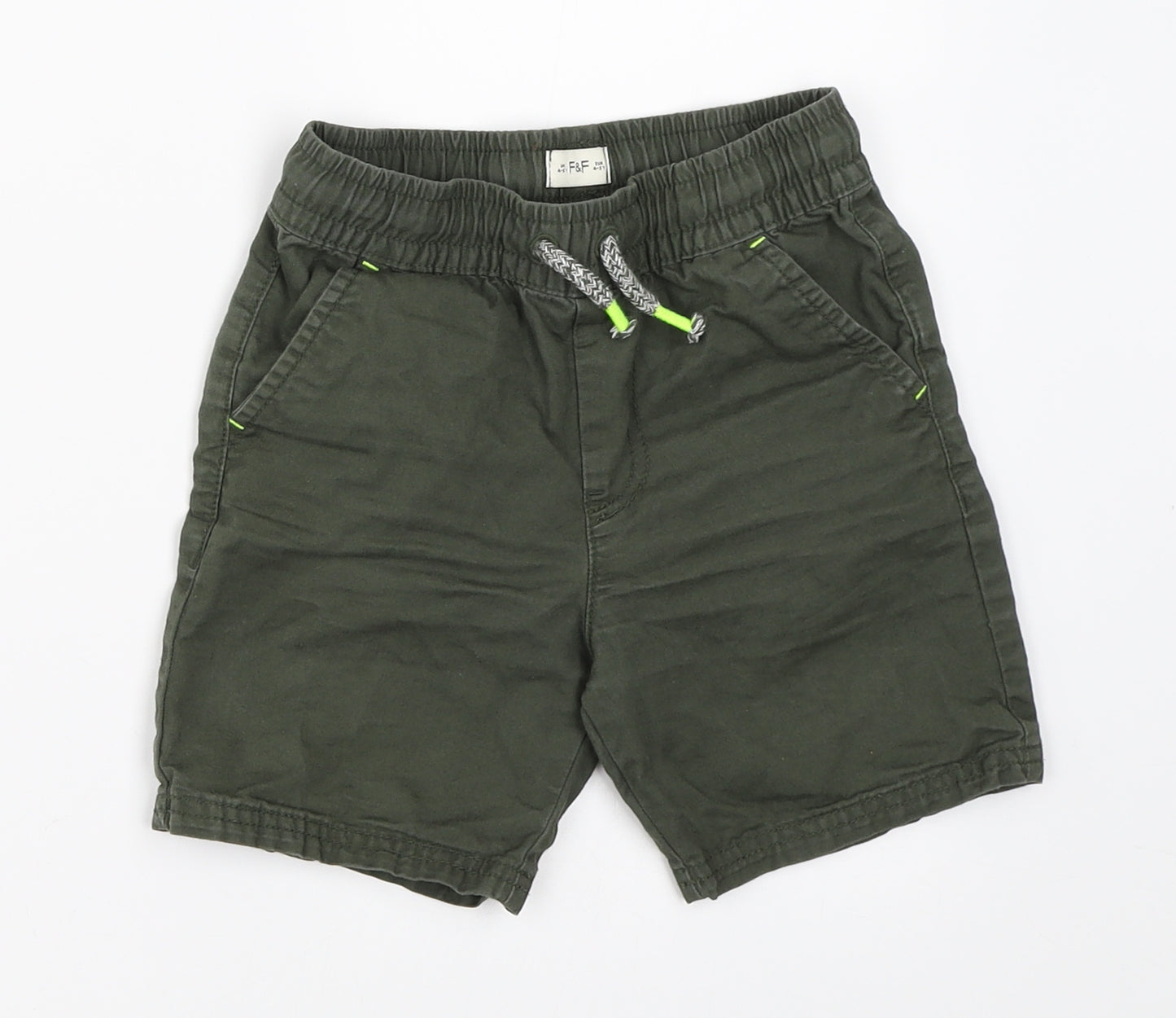 F&F Boys Green   Chino Shorts Size 4-5 Years