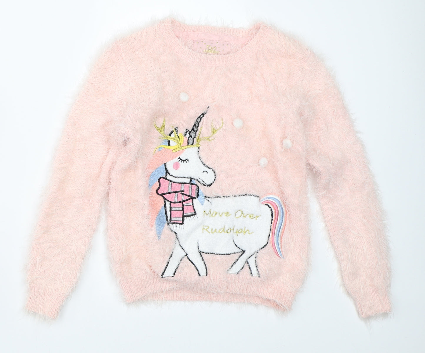 Primark Girls Pink   Pullover Jumper Size 9-10 Years  - unicorn