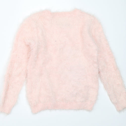 Primark Girls Pink   Pullover Jumper Size 9-10 Years  - unicorn
