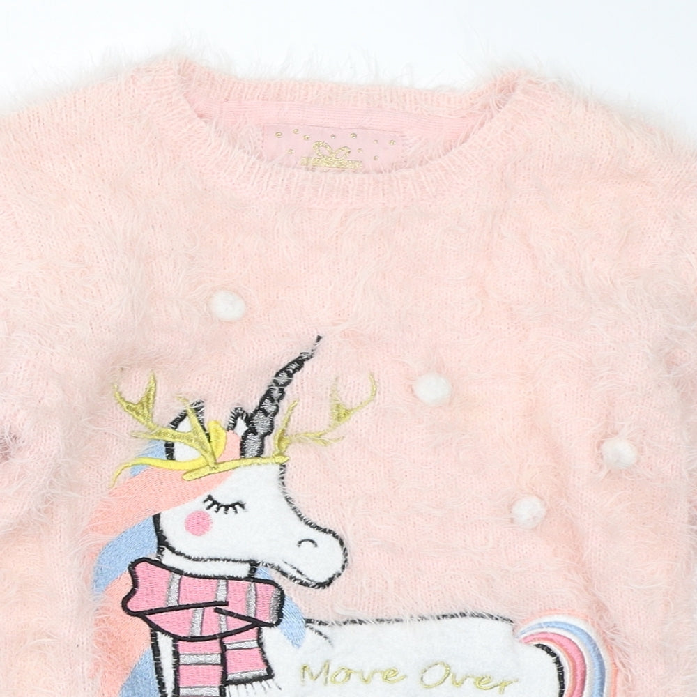 Primark Girls Pink   Pullover Jumper Size 9-10 Years  - unicorn