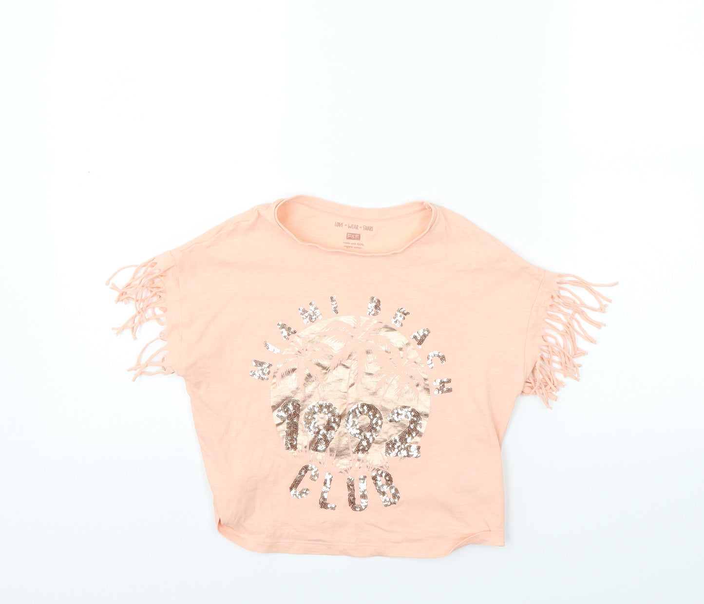 F&F Girls Beige   Basic T-Shirt Size 8-9 Years  - Miami Beach