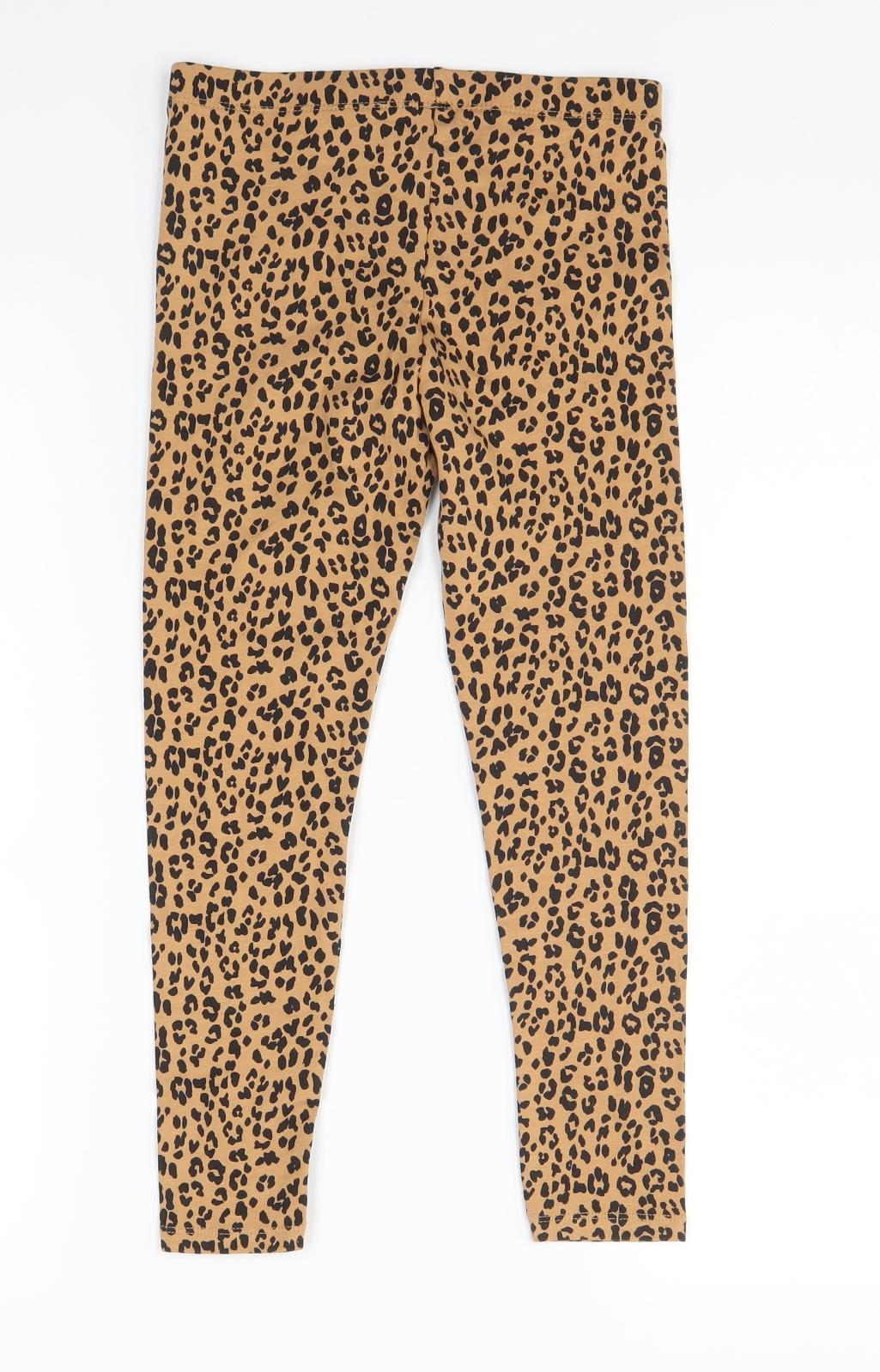 George Girls Brown Animal Print  Jogger Trousers Size 7-8 Years - LEGGINGS