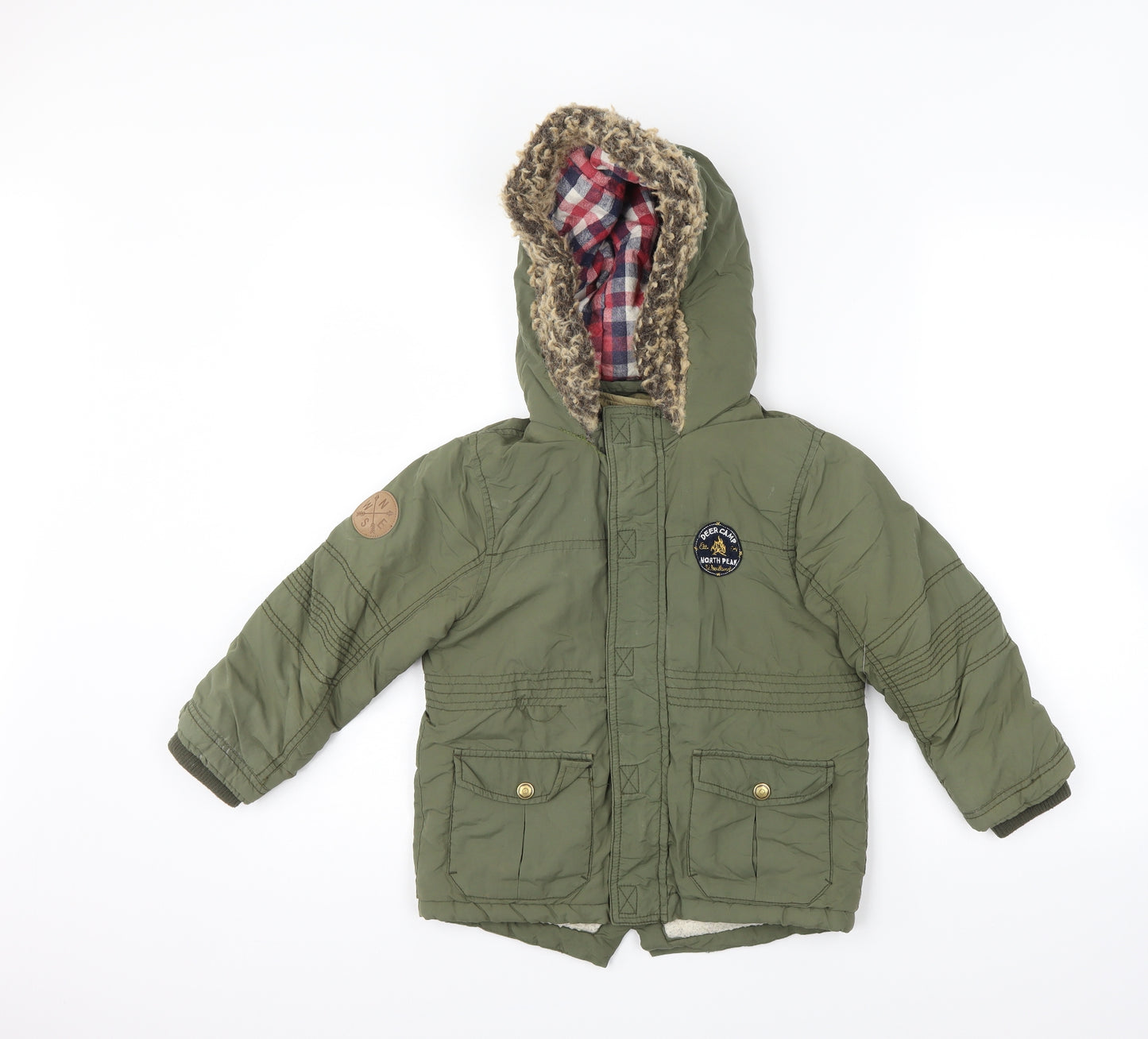 F&F Boys Green   Parka Coat Size 5-6 Years