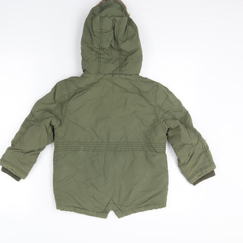 F&F Boys Green   Parka Coat Size 5-6 Years