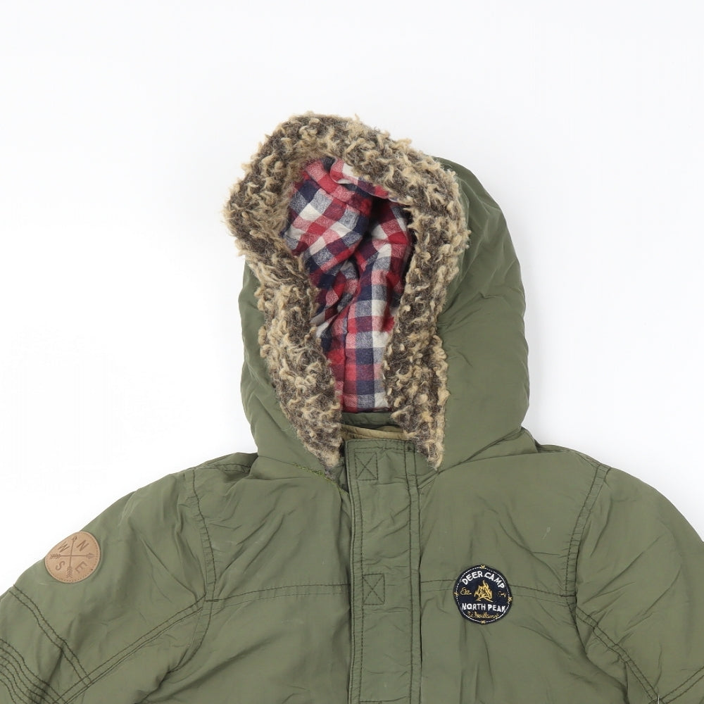 F&F Boys Green   Parka Coat Size 5-6 Years