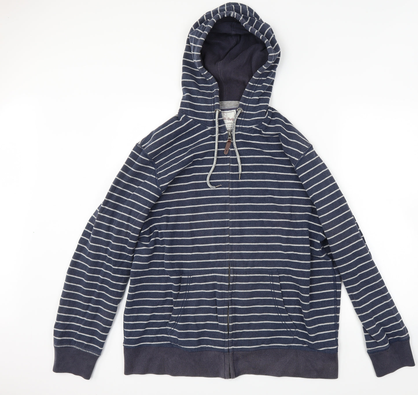 TU Mens Blue Striped  Full Zip Hoodie Size XL
