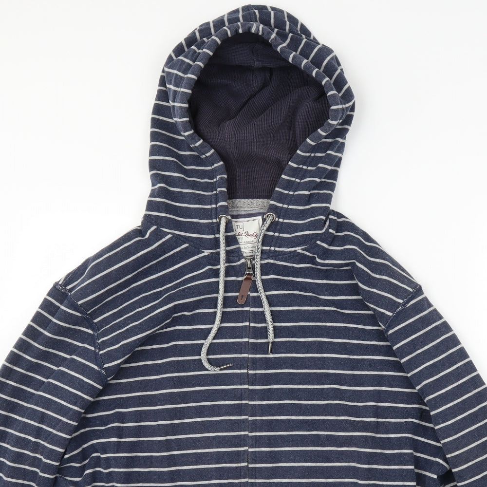 TU Mens Blue Striped  Full Zip Hoodie Size XL