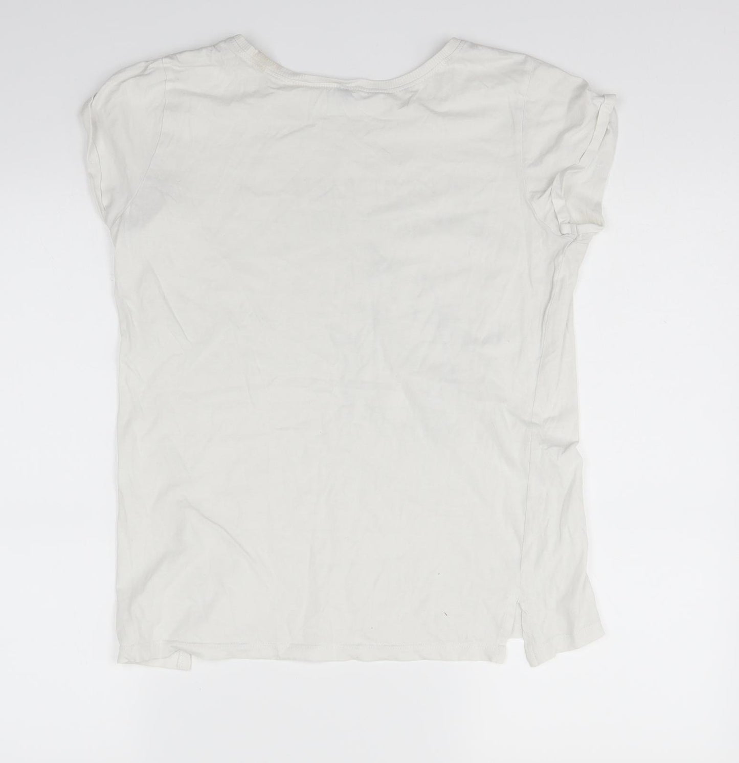 SINSAY Womens White   Basic T-Shirt Size L  - Party Animal