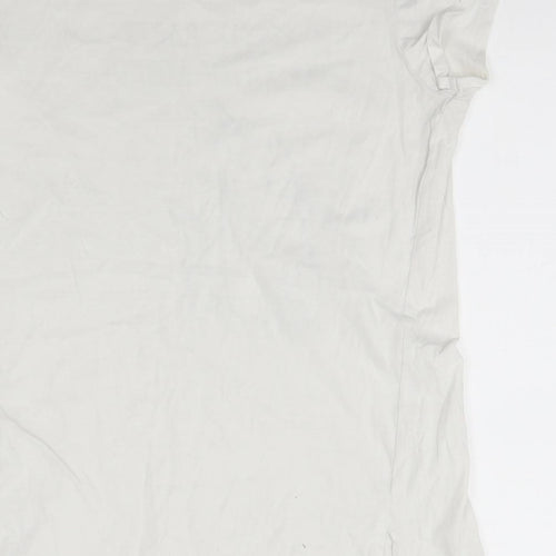 SINSAY Womens White   Basic T-Shirt Size L  - Party Animal
