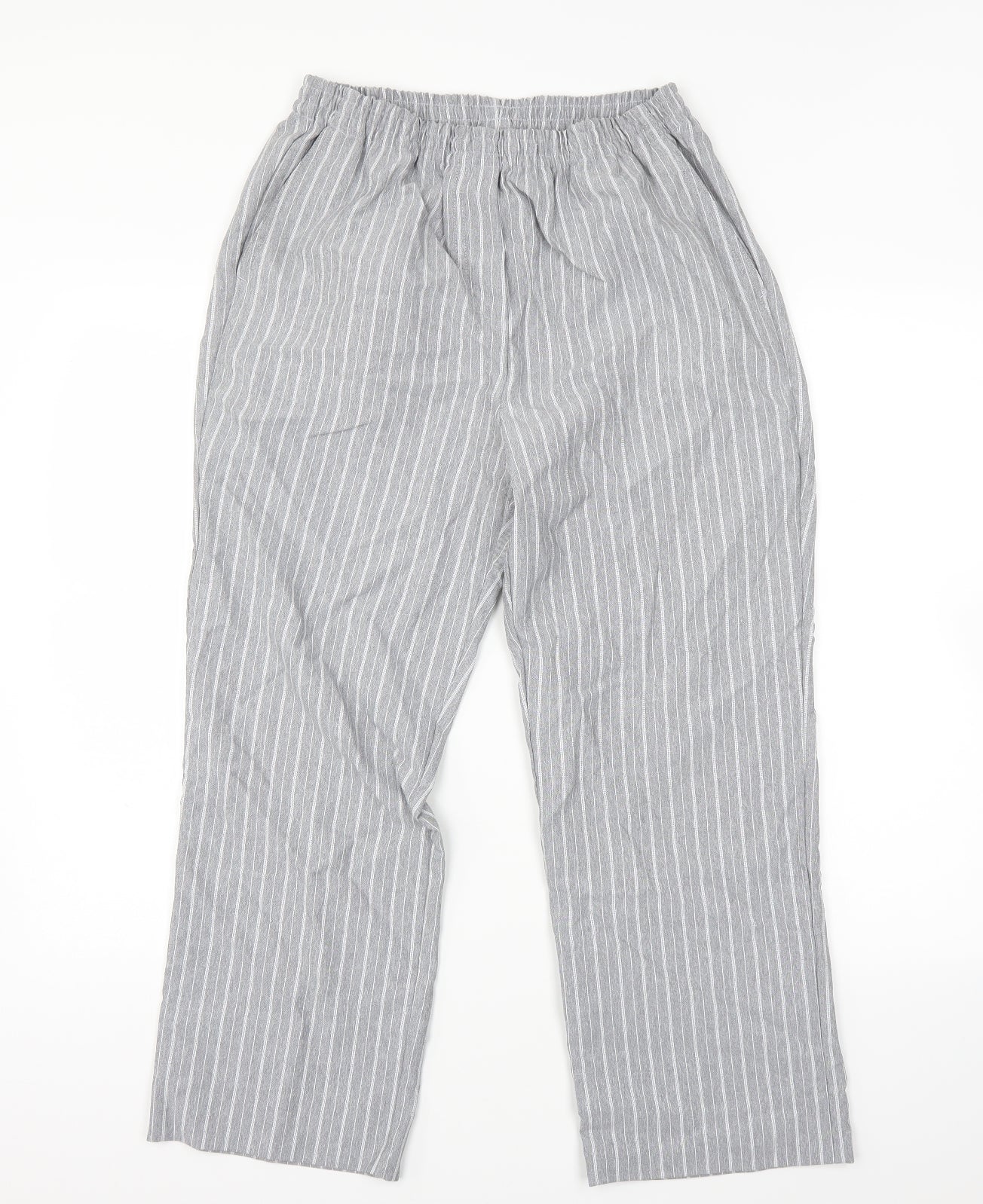 Damart Womens Grey Striped  Trousers  Size 14 L27 in