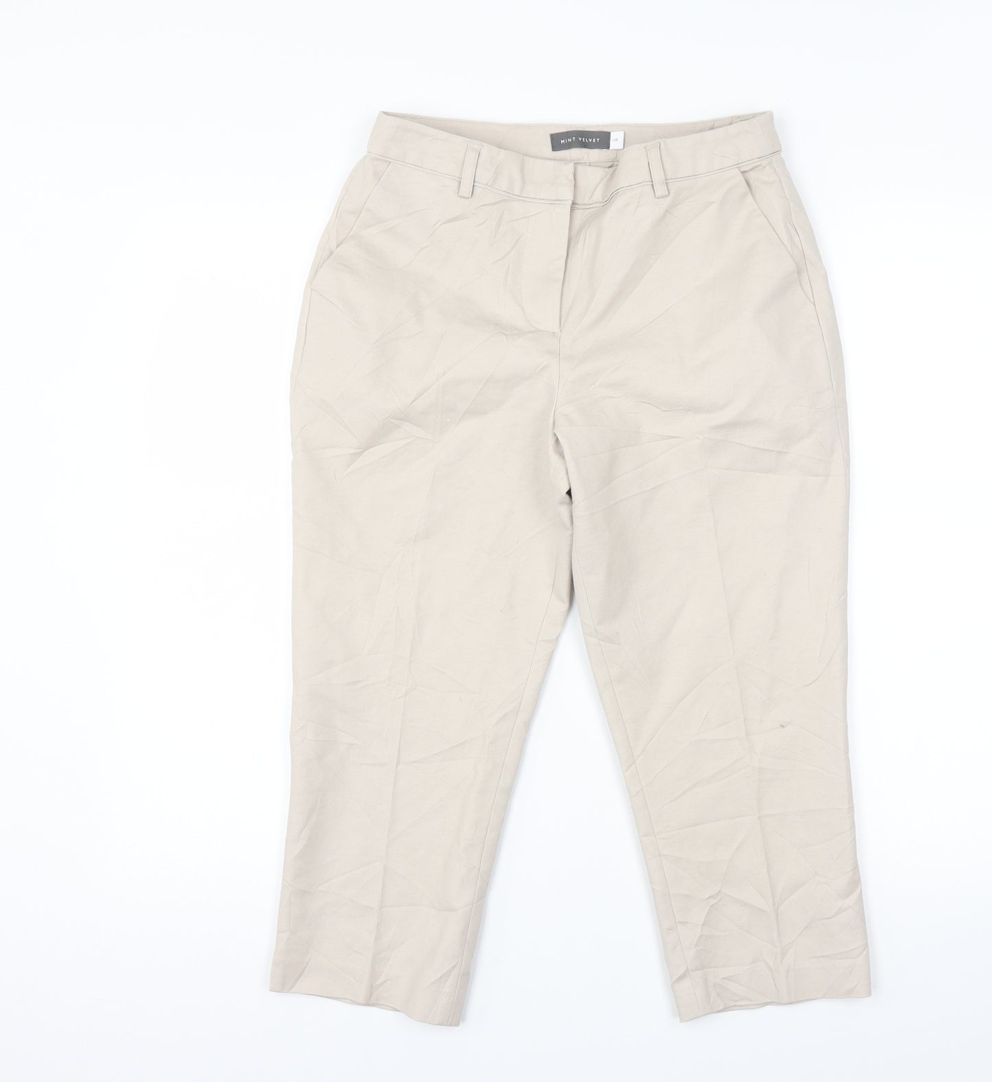 Mint Velvet Womens Beige   Capri Trousers Size 10 L20 in