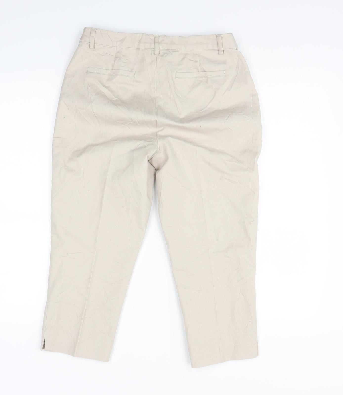 Mint Velvet Womens Beige   Capri Trousers Size 10 L20 in