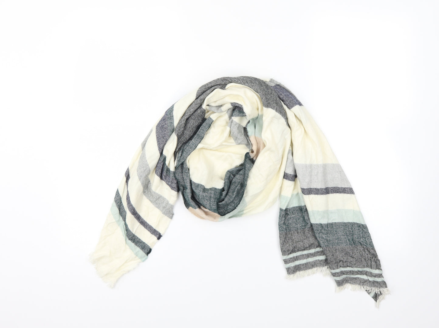 Preworn Unisex White Striped   Scarf
