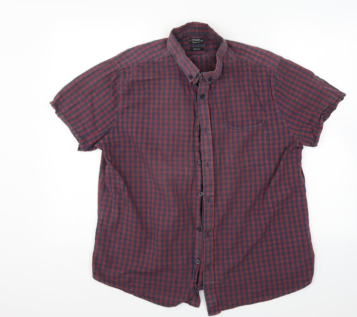 George Mens Red Check Button-Up Size 16.5