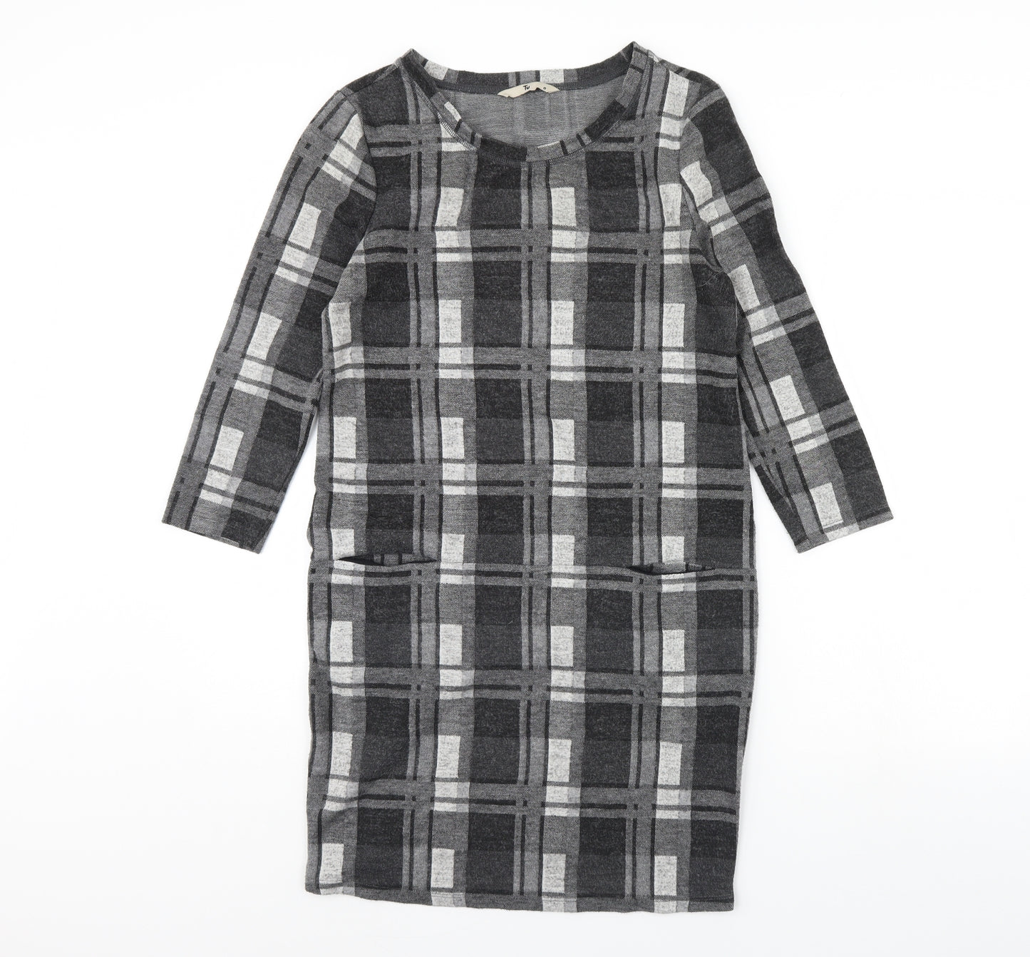 TU Womens Black Check  Jumper Dress  Size 8