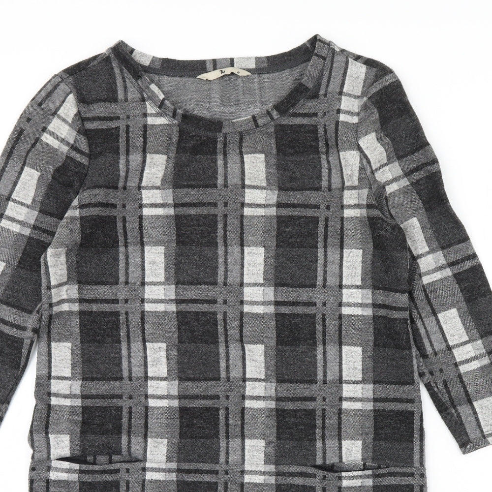 TU Womens Black Check  Jumper Dress  Size 8