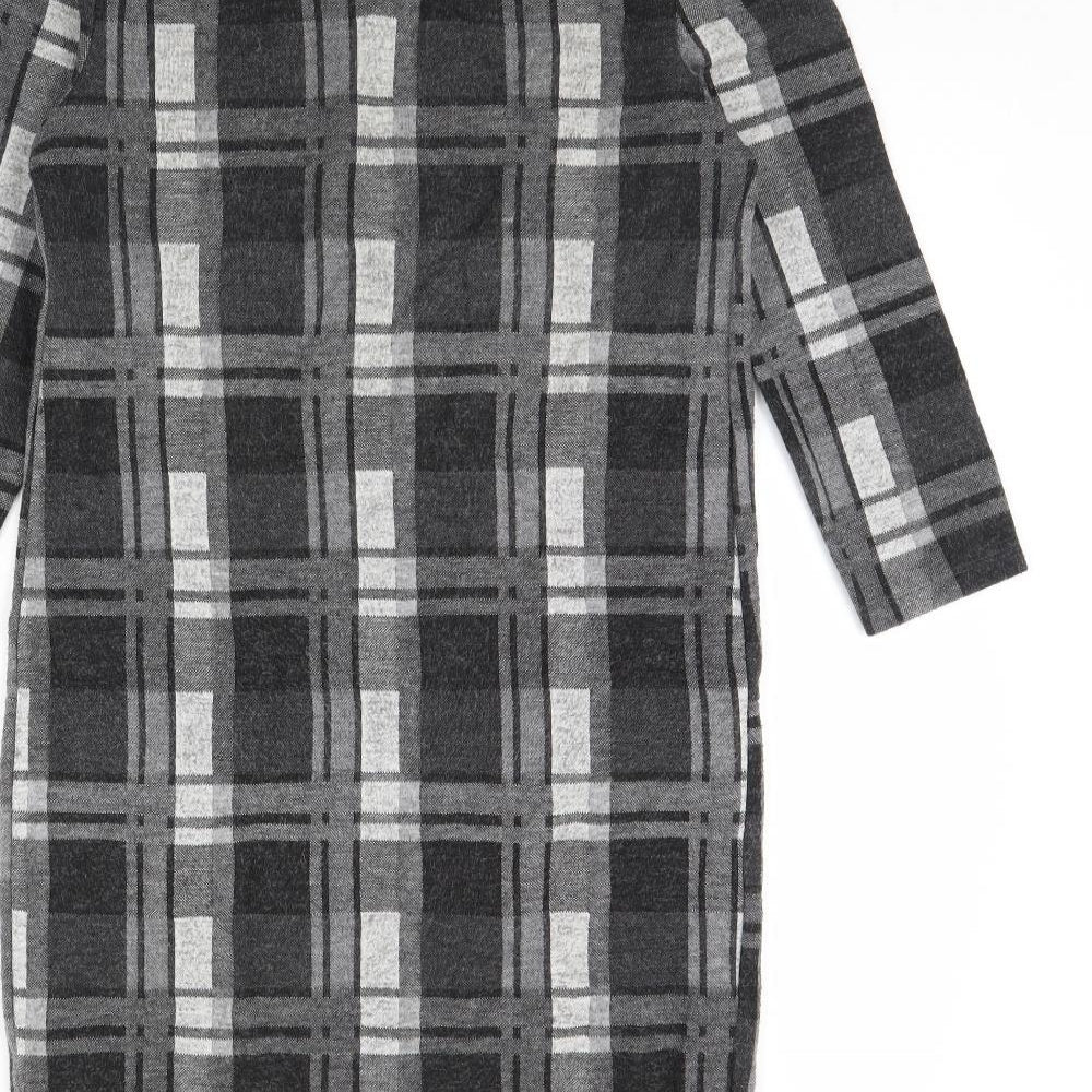TU Womens Black Check  Jumper Dress  Size 8