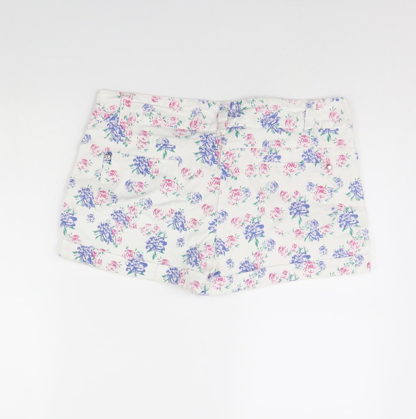 Denim & Co. Womens White Floral  Cut-Off Shorts Size 16