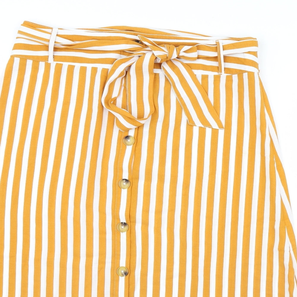 ESMARA Womens Orange Striped  Flare Skirt Size 16