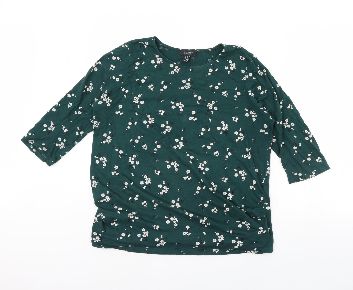 New Look Womens Green Floral  Basic T-Shirt Size 16