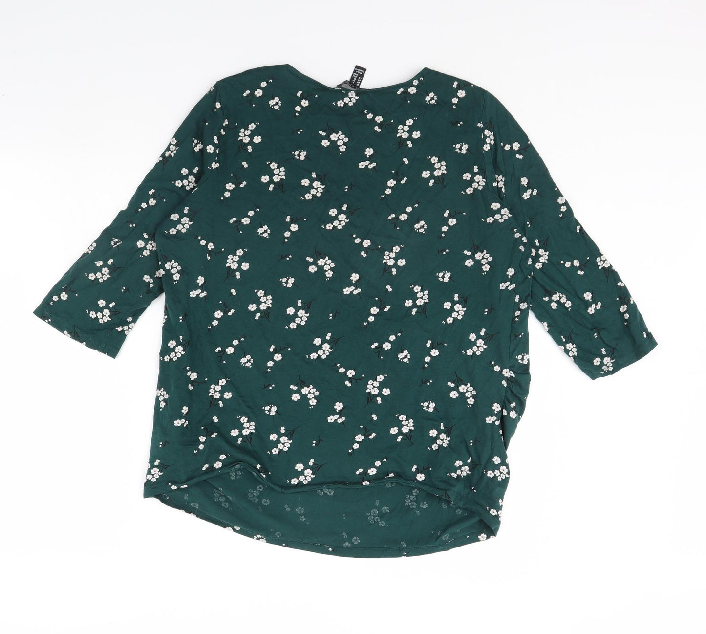 New Look Womens Green Floral  Basic T-Shirt Size 16
