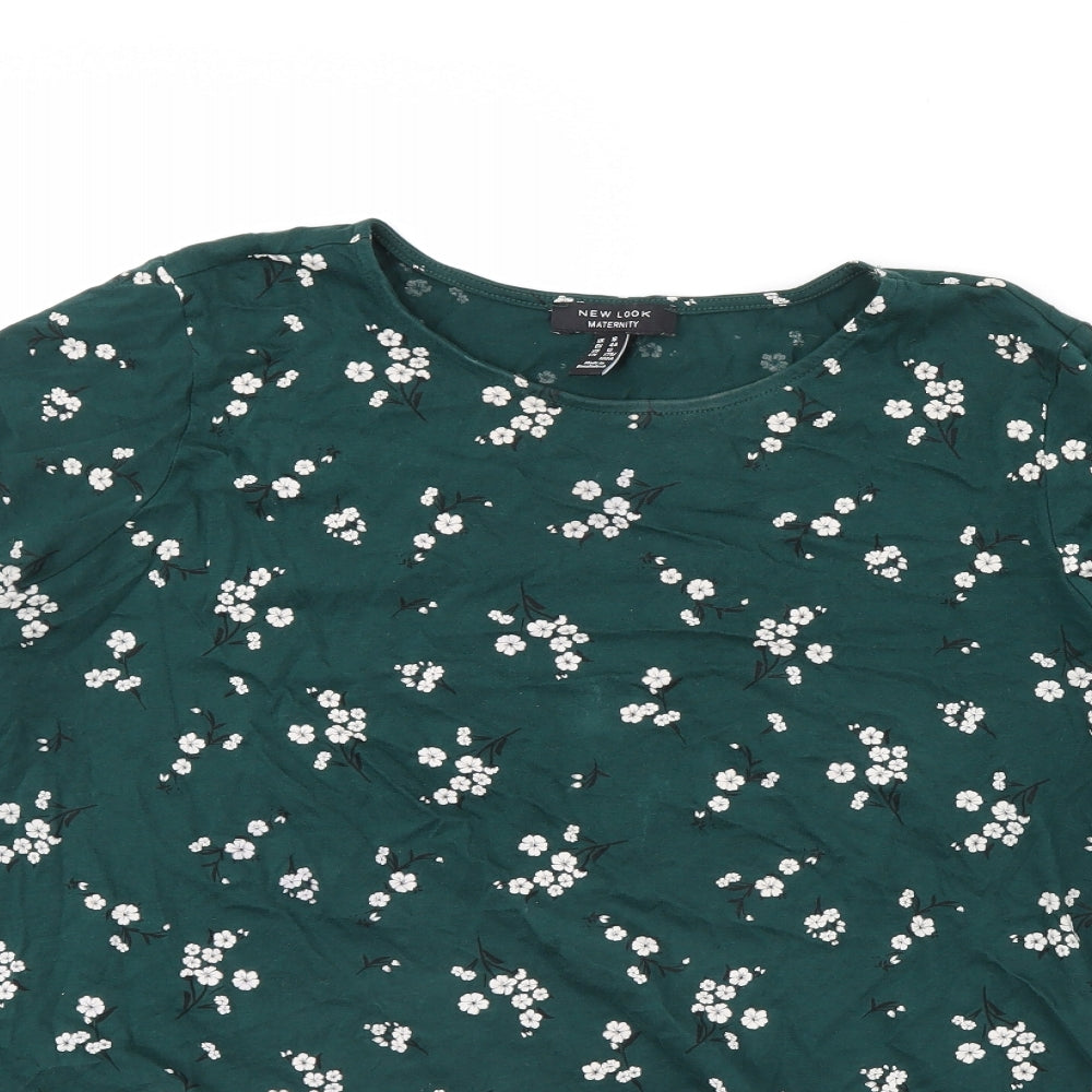 New Look Womens Green Floral  Basic T-Shirt Size 16