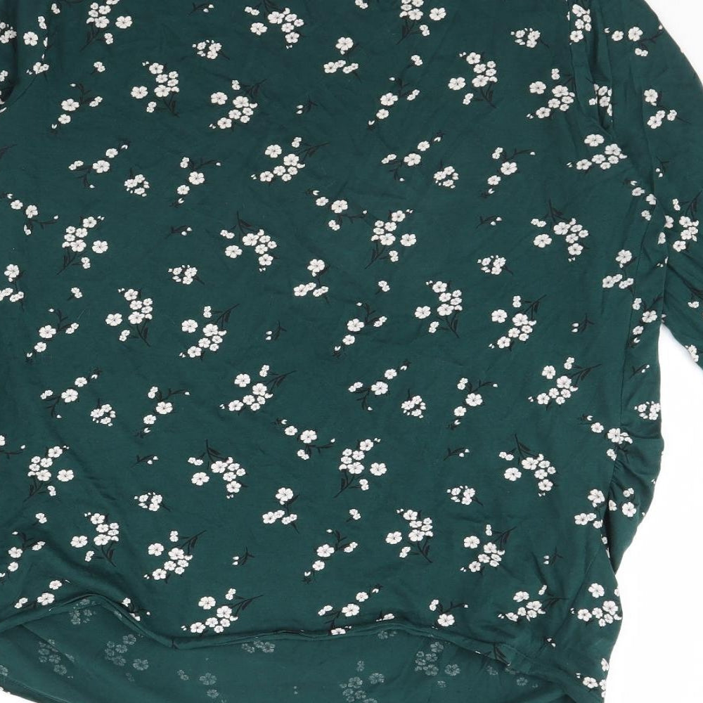 New Look Womens Green Floral  Basic T-Shirt Size 16