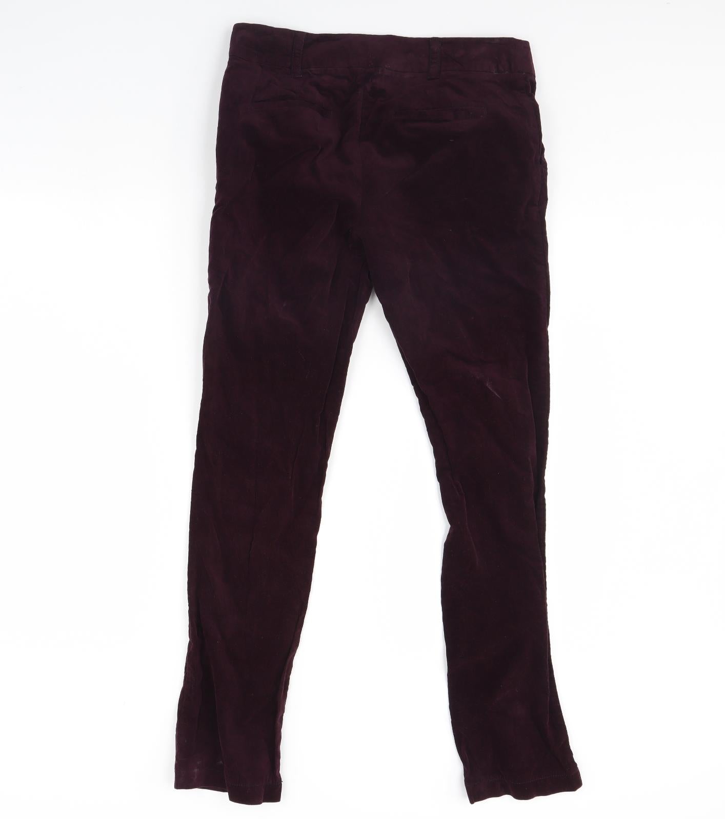 White Stuff Womens Purple  Velour Trousers  Size 10 L30 in