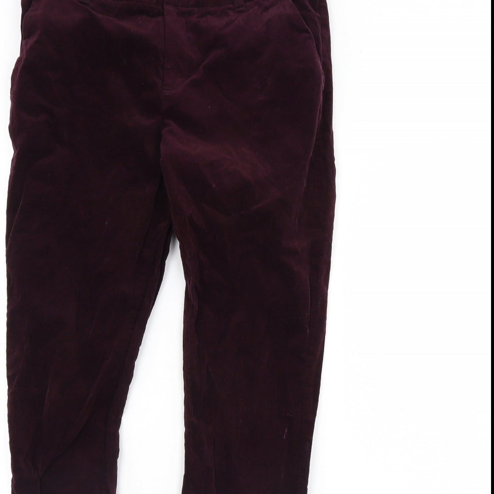 White Stuff Womens Purple  Velour Trousers  Size 10 L30 in