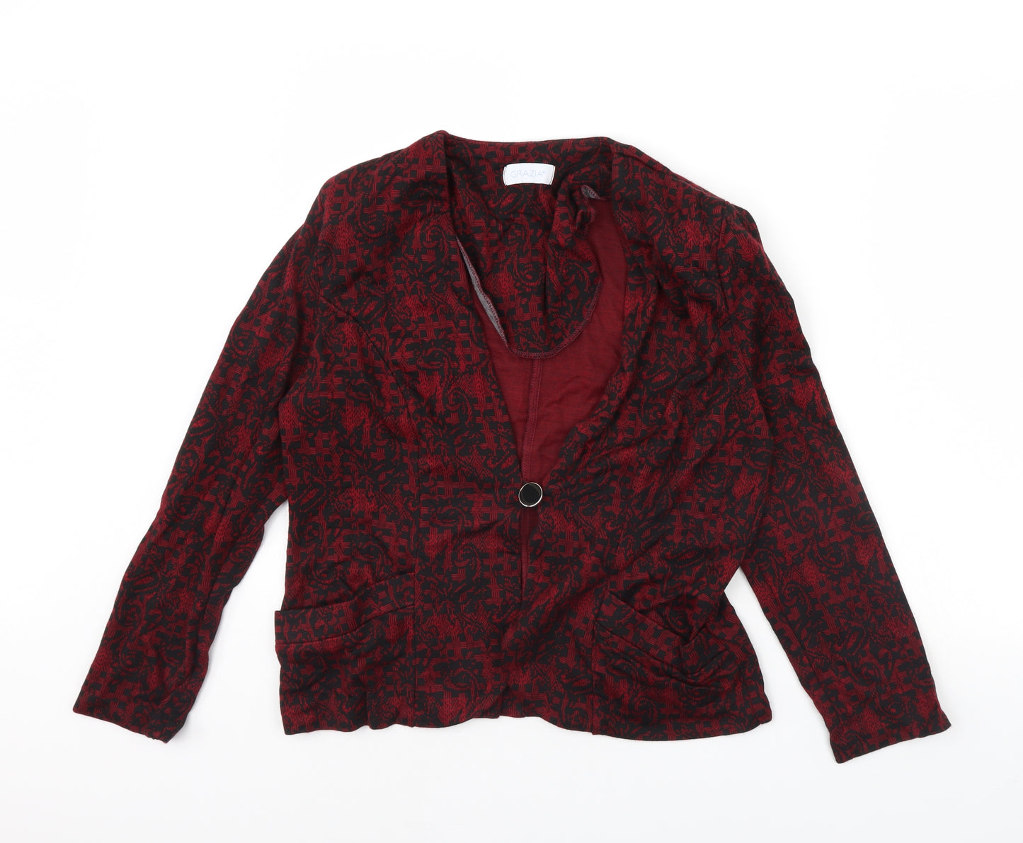 Grazia Womens Black Geometric  Jacket  Size 18