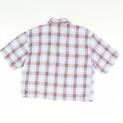 NEXT Womens Blue Check  Cropped Button-Up Size 8