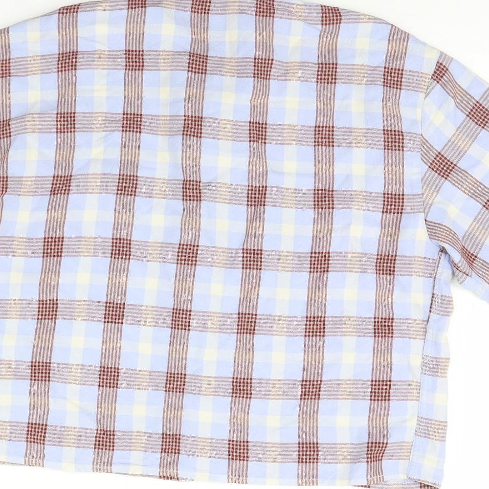 NEXT Womens Blue Check  Cropped Button-Up Size 8