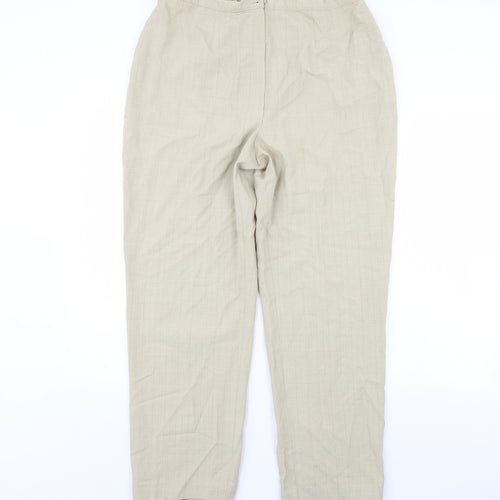 m&s Womens Beige Striped  Trousers  Size 18 L30 in