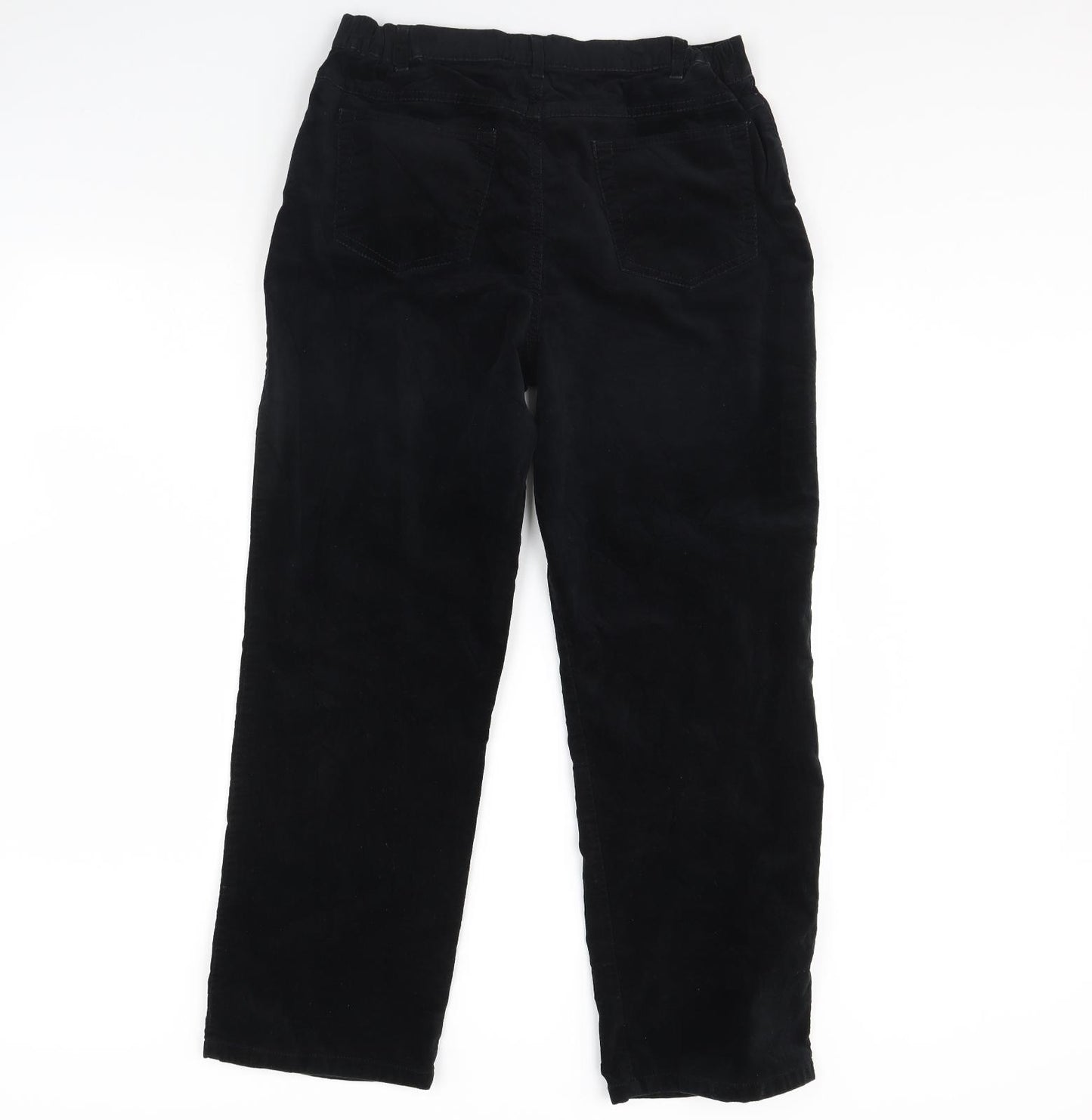 M&S Womens Black  Velour Trousers  Size 16 L30 in