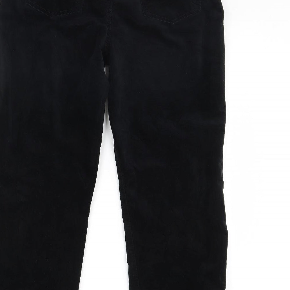 M&S Womens Black  Velour Trousers  Size 16 L30 in