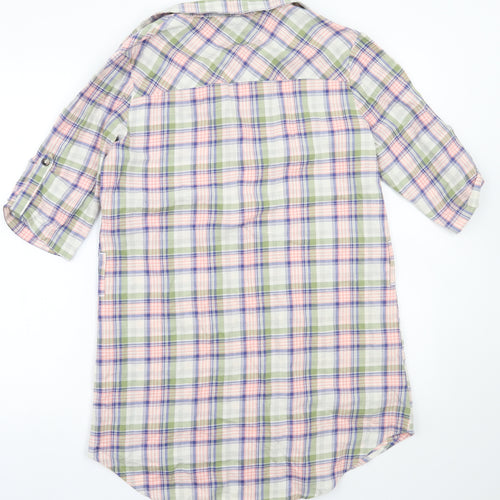 Orelyo Womens White Check  Basic Button-Up Size S