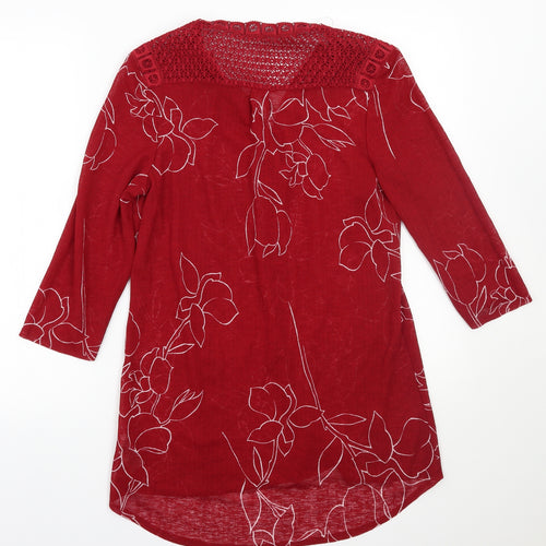 NEXT Womens Red Floral  Basic Blouse Size 10