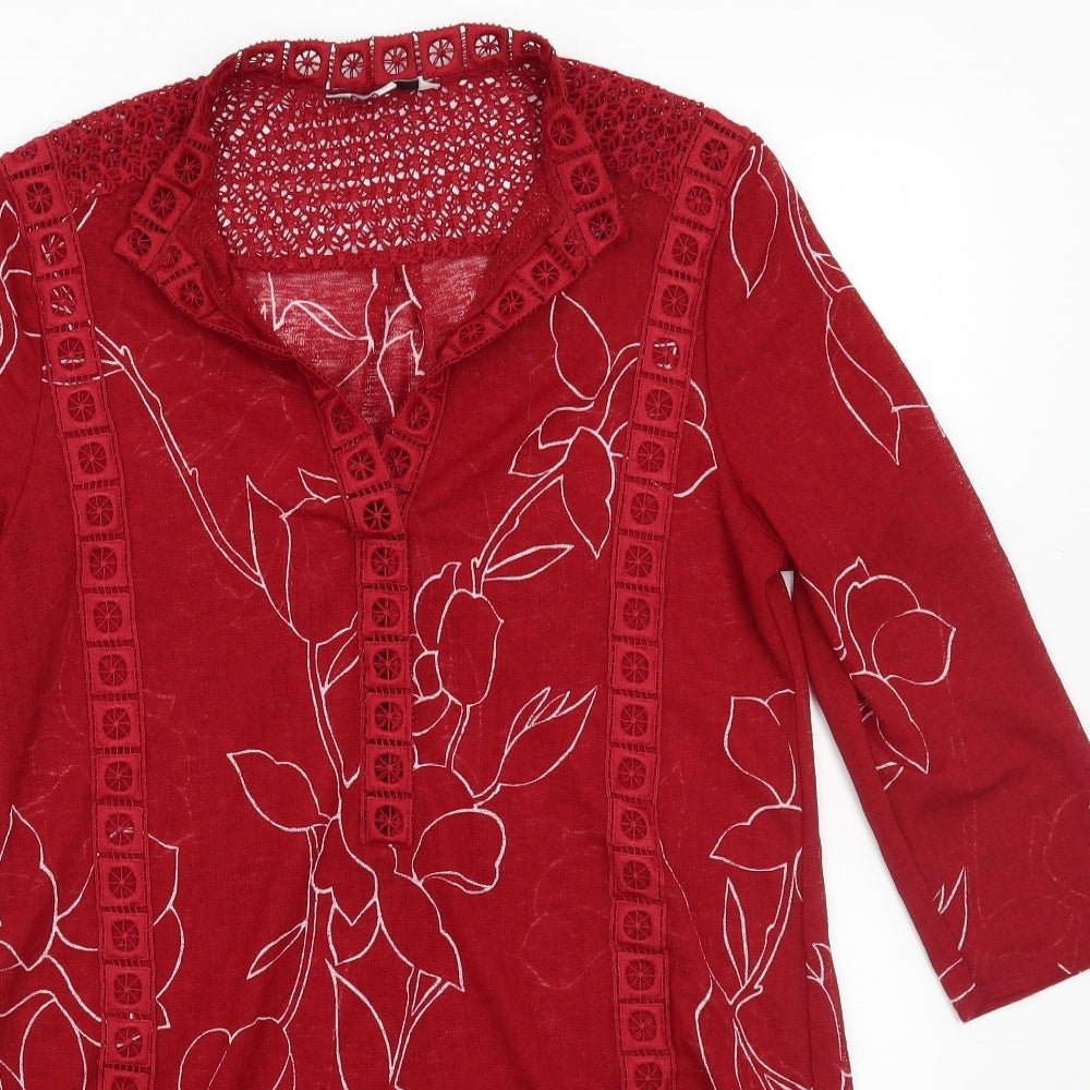 NEXT Womens Red Floral  Basic Blouse Size 10