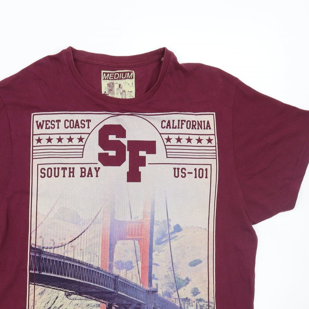 Cedar Wood State Mens Purple    T-Shirt Size M