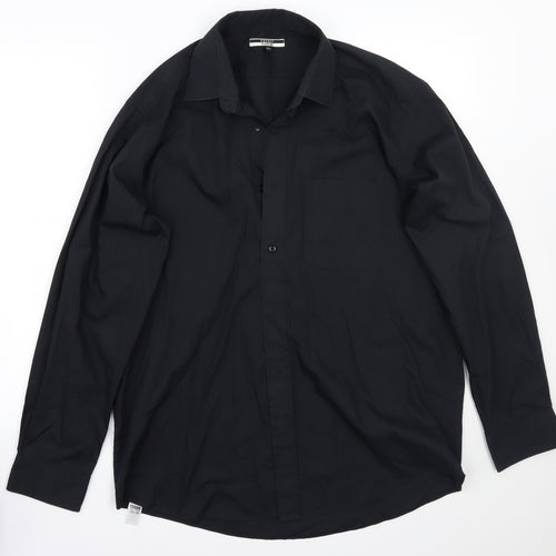 George Mens Black    Button-Up Size 15